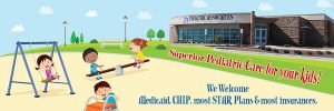 Pediatric Associates page banner. Kid's playing on a playground.
